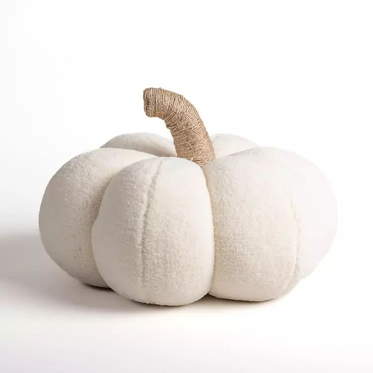 New! Ivory Sherpa Pumpkin Pillow | Kirkland's Home