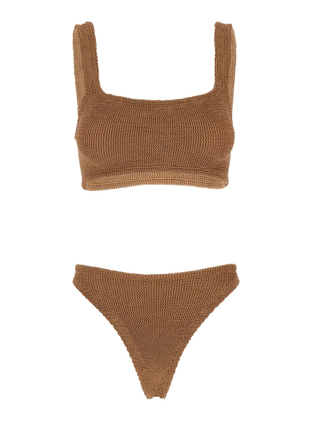 Hunza G xandra Brown Bikini With Fixed Straps In Ribbed Stretch Polyamide Woman | Italist.com US