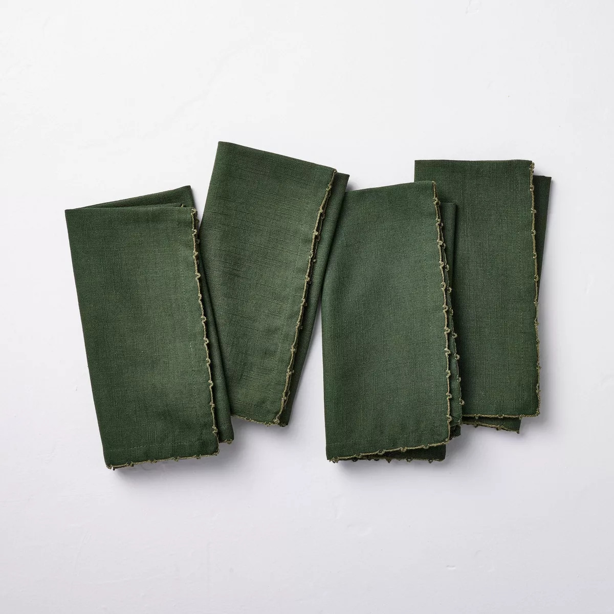 4pk Embroidered Trim Cloth Napkins Natural/Red - Hearth & Hand™ with Magnolia | Target