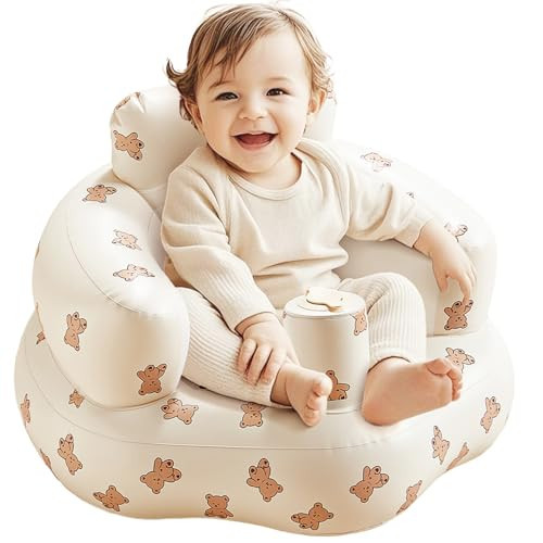 Babygreat Inflatable Baby Seat for 3-36 Months, Portable Blow Up Infant Seat with Built-in Air Pump, Learning to Sit & Feeding Chair for Infants & Toddlers (Bear) | Amazon (US)