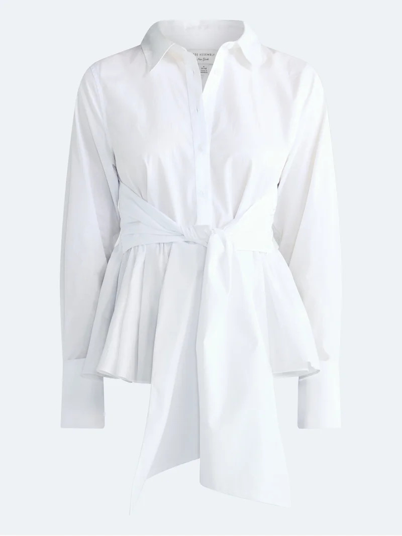 Free Assembly Women's and Women's Plus Peplum Button Front Cotton Shirt, Sizes XXS-4X | Walmart (US)