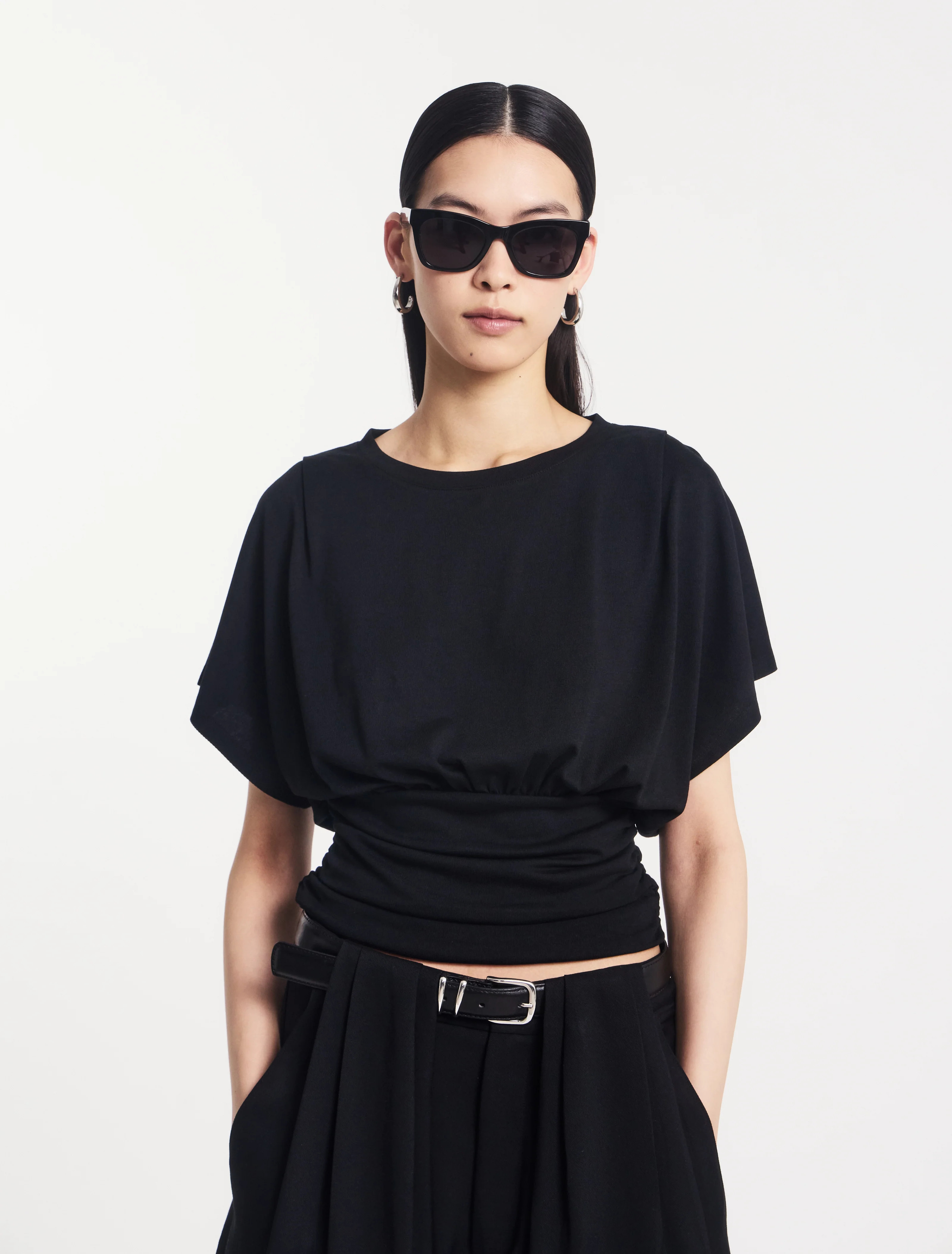 Wren Rouch Hem Tee in Black | NinetyPercent