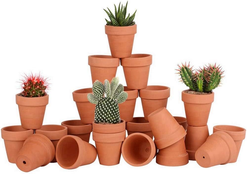 24pcs Small Mini Clay Pots, 2.5'' Terracotta Pot Clay Ceramic Pottery Planter, Cactus Flower Terr... | Amazon (US)