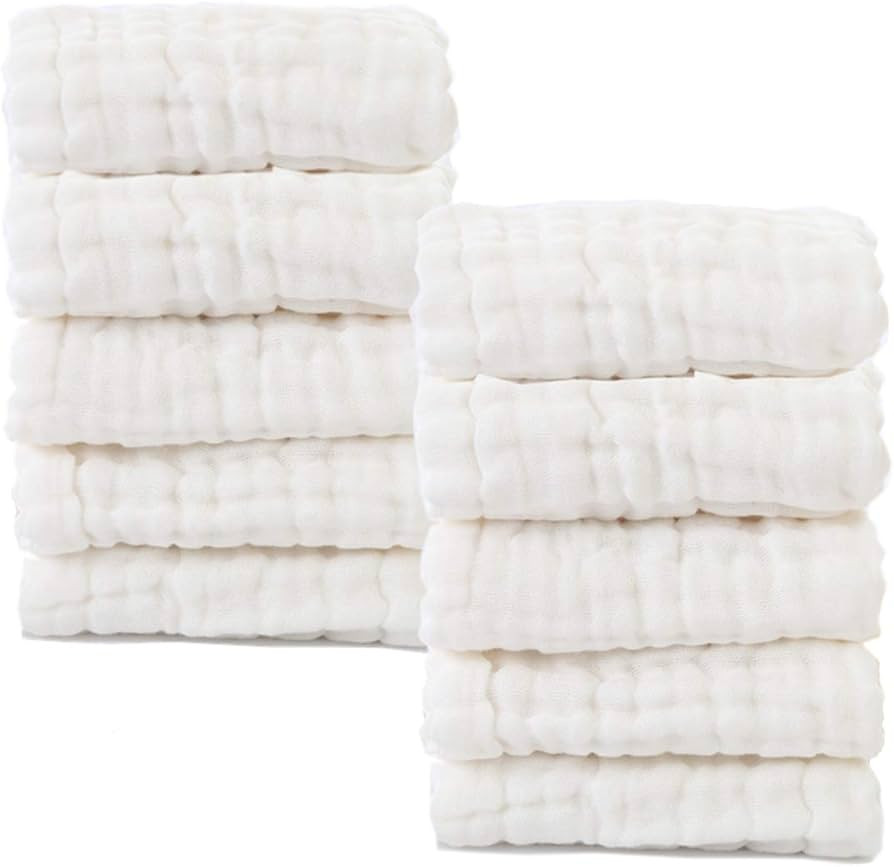 MUKIN Baby Washcloths - Natural Cotton Baby Wipes - Soft Newborn Baby Face Towel for Sensitive Sk... | Amazon (US)