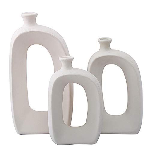 Anding White Ceramic Vase - 3 Set Vases. Matte Design - Modern Vase Decoration. Perfect Home Decorat | Amazon (US)