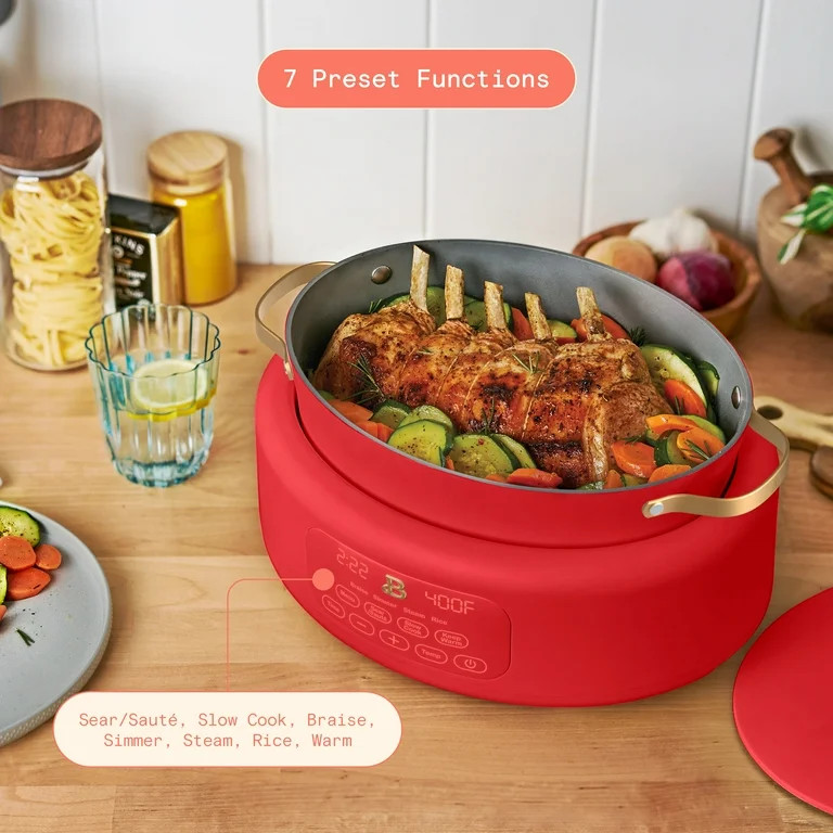 Beautiful 10-in-1 , 6 Qt Electric Multi-Cooker, Tomato Red by Drew Barrymore | Walmart (US)
