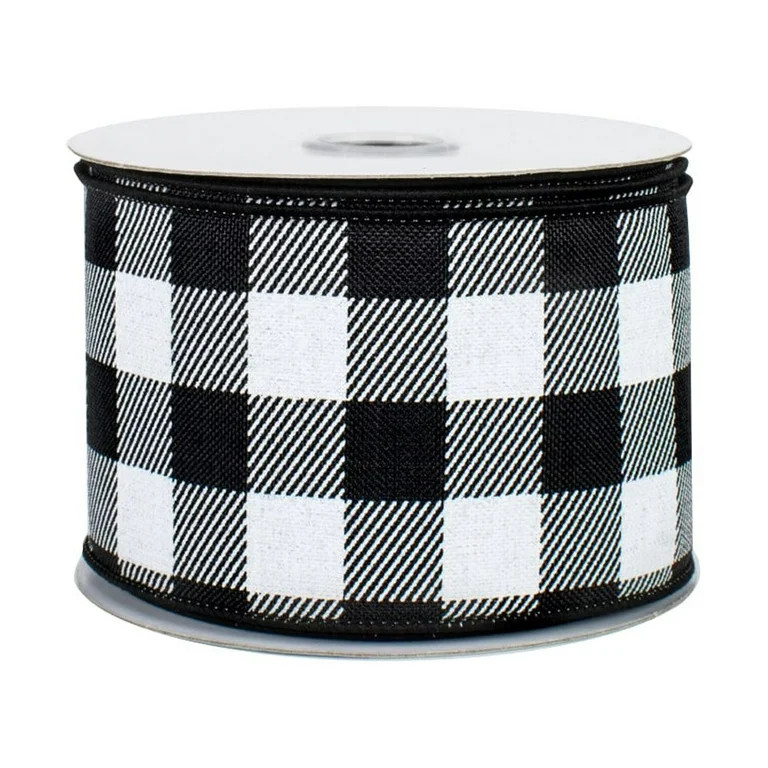 Black White Buffalo Plaid Ribbon - 2 1/2" x 10 Yards, Wired Edge, Christmas, Birthday, Rustic, Fa... | Walmart (US)