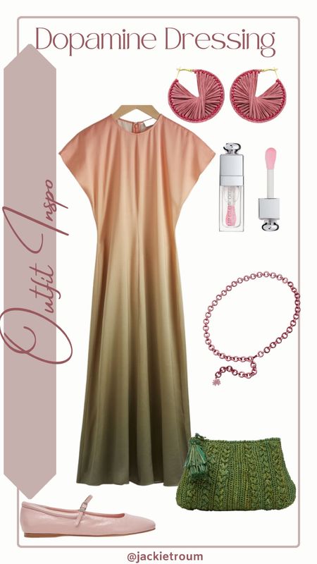 Dopamine dressing look

Ombré Midi Dress: & Other Stories
Raffia Hoop Earrings: Panacea
Chain Belt: Lele Sadoughi
Pink Ballet Flats: Dolce Vita
Pink Belt: Treasure & Bond
Green Clutch: Mar y Sol
Lip

#LTKStyleTip #LTKSeasonal #LTKItBag