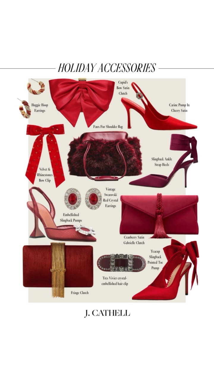 If you’re looking to jazz up your holiday basics, these holiday accessories are the easiest way to turn any outfit into a major moment. From metallic heels and jeweled bows to velvet clutches, statement earrings, and crystal-encrusted everything — these pieces add instant sparkle to every look.

Whether you’re styling a simple black dress or your favorite winter whites, these accessories will take you from family photos → cocktail parties → NYE with zero effort.
Everything is linked + shoppable on jcathell.com ✨🛍️

#HolidayAccessories #HolidayStyle #HolidayOutfits #HolidayPartyStyle #ChristmasStyle #NYEOutfit #HolidayWardrobe #HolidayFashion #StatementAccessories #JeweledAccessories #VelvetSeason #PartyStyle #JCathell

#LTKHoliday #LTKCyberWeek #LTKOver40