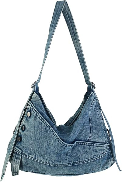 Denim Shoulder Bags for Women Retro Jean Hobo Purse With Adjustable Strap Large Tote Handbags | Amazon (US)