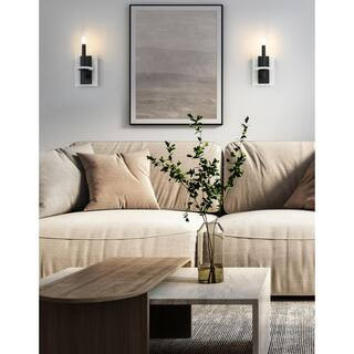 Kaden 1 Light Matte Black Wall Sconce with Alabaster Stone Shade | The Home Depot