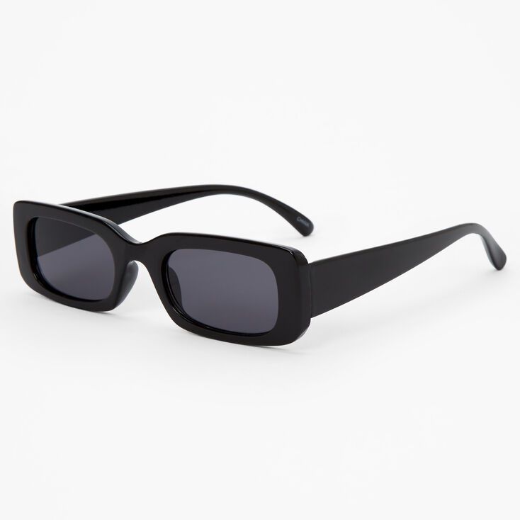 Rectangular Retro Sunglasses - Black | Claire's (US)