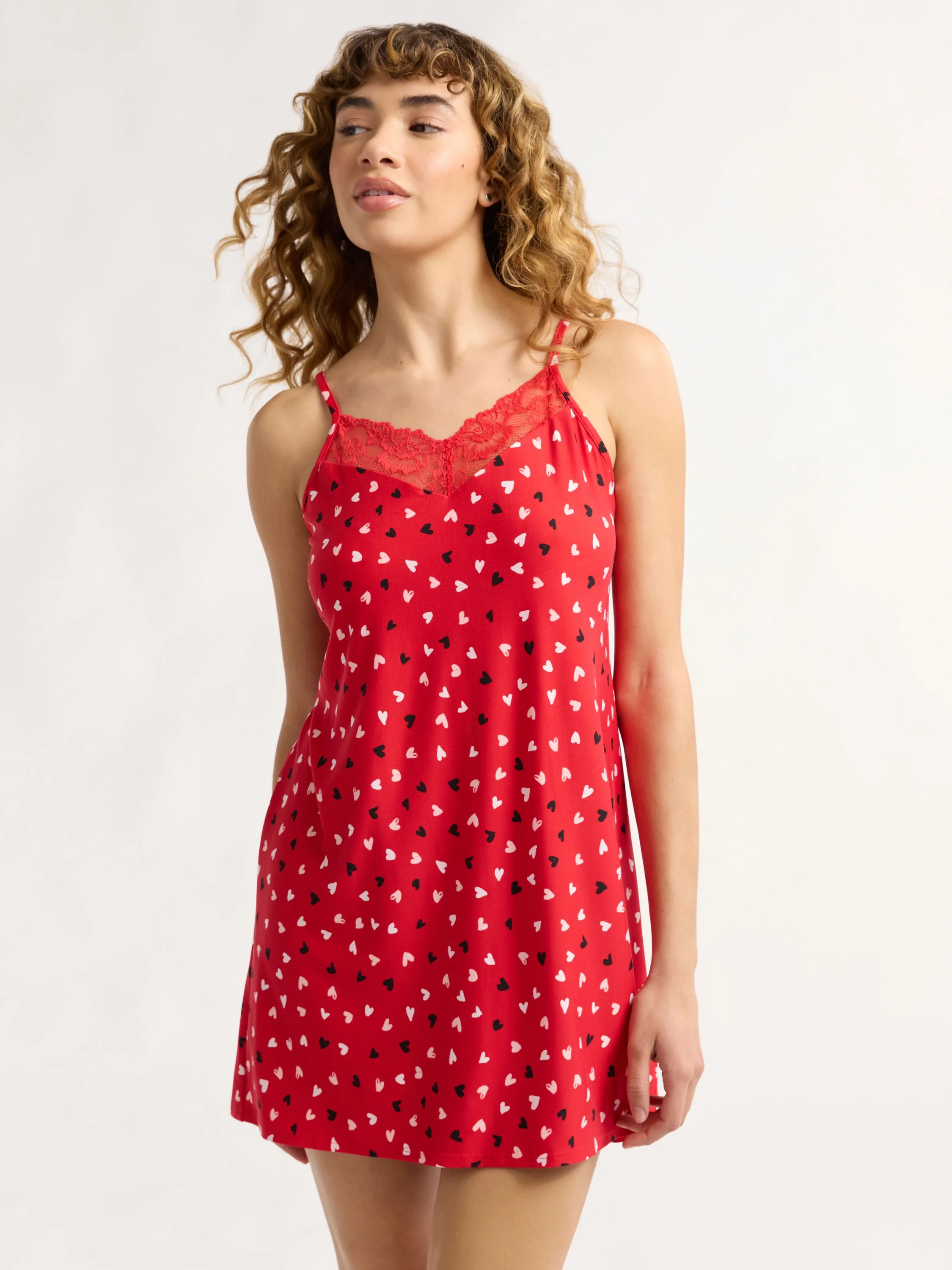 Joyspun Women’s Lace Trim Knit Chemise, Sizes S to 3X | Walmart (US)