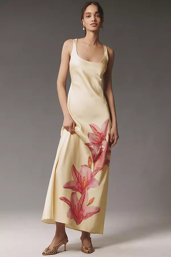 BHLDN Camille Scoop-Neck High-Shine Satin Maxi Dress | Anthropologie (US)