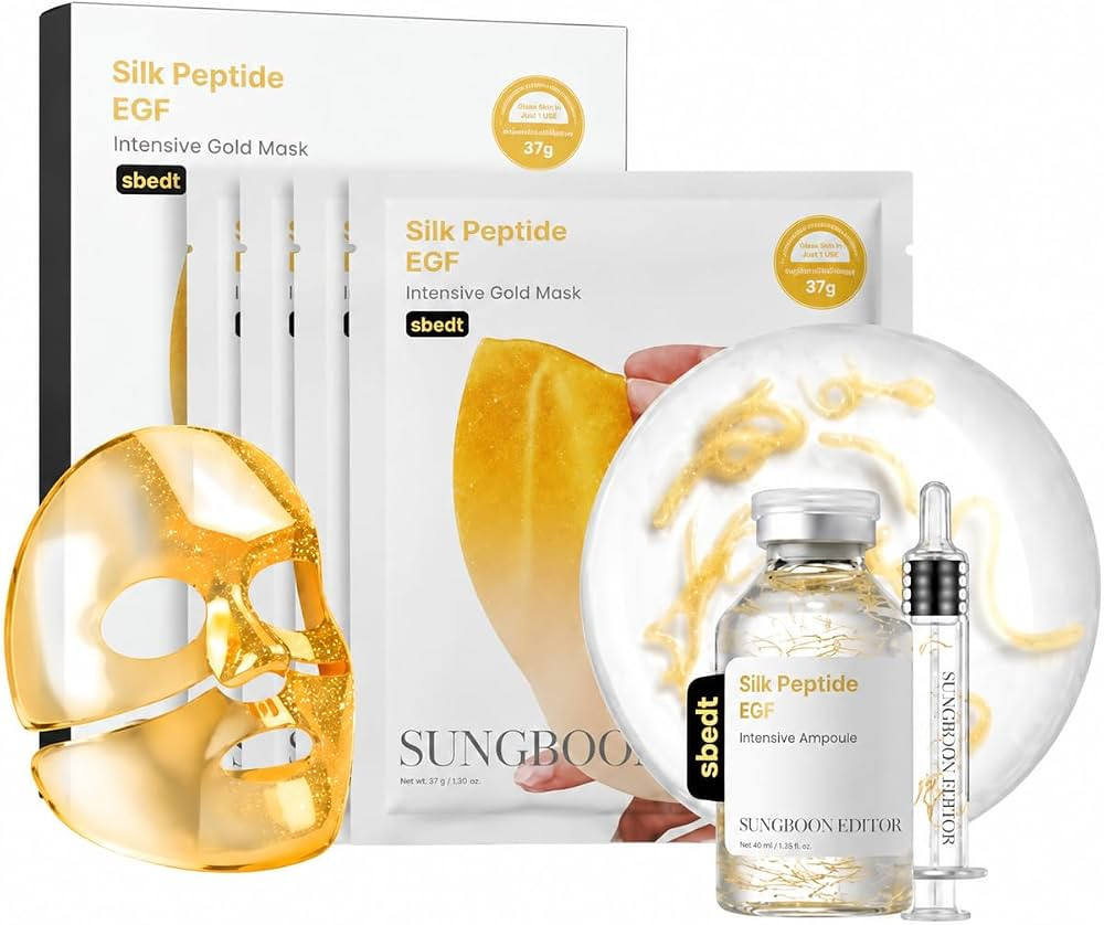 SUNGBOON EDITOR Silk Peptide EGF Glow Set: Intensive Ampoule (1.35 fl oz) & Gold Overnight Mask (... | Amazon (US)