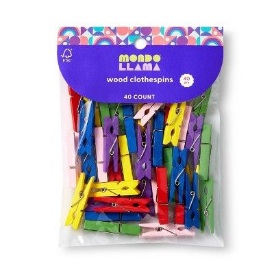 40ct Wood Clothespins - Mondo Llama&#8482; | Target