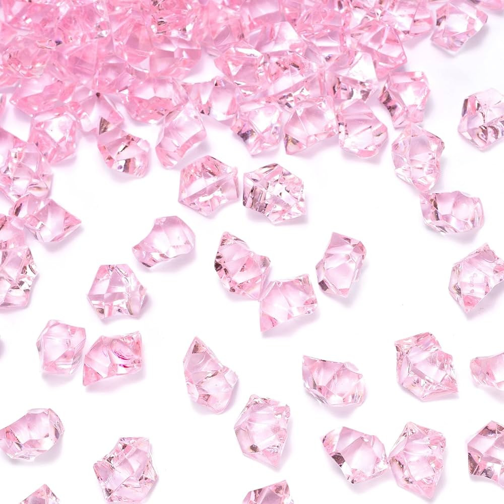 DOMESTAR Pink Fake Ice, 150PCS Acrylic Fake Diamonds, Plastic Crystals Gems, Vase Fillers DIY Cra... | Amazon (US)