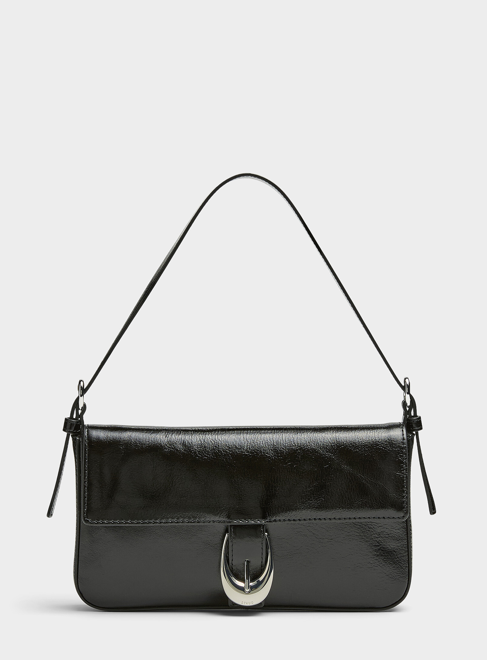 STAUD - Harlow shiny leather shoulder bag (Women, Black, ONE SIZE) | Simons