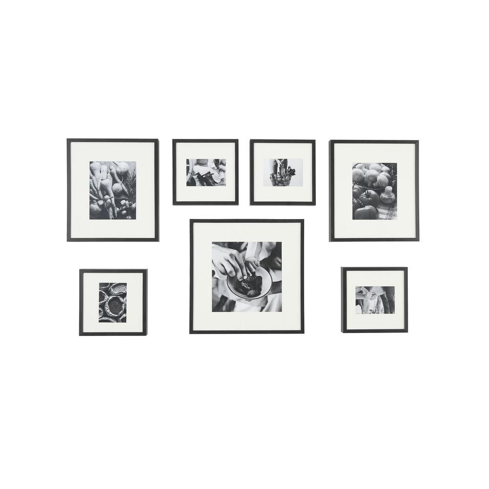 StyleWell Black Frame with White Matte Gallery Wall Picture Frames (Set of 7) | The Home Depot