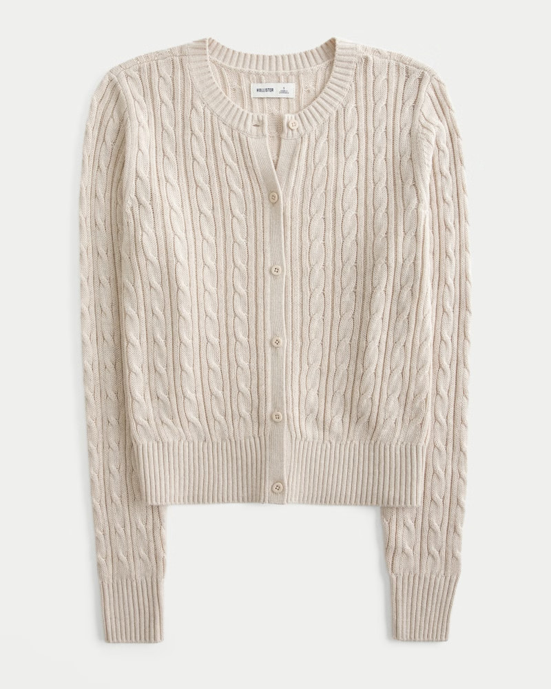 Women's Easy Cable-Knit Crew Cardigan from Hollister | Hollister (US)