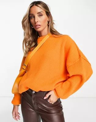 ASOS DESIGN oversized jumper in rib in orange | ASOS (Global)