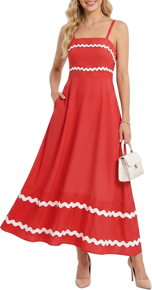 Women\u2019s Summer Spaghetti Straps Sleeveless Dress 2026 Smocked A Line Flowy Beach Sundress Va... | Amazon (US)