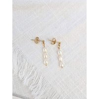 Pearl Drop Earrings, Freshwater Pearl, 14K Gold Fill, Dangle Studs | Etsy (US)