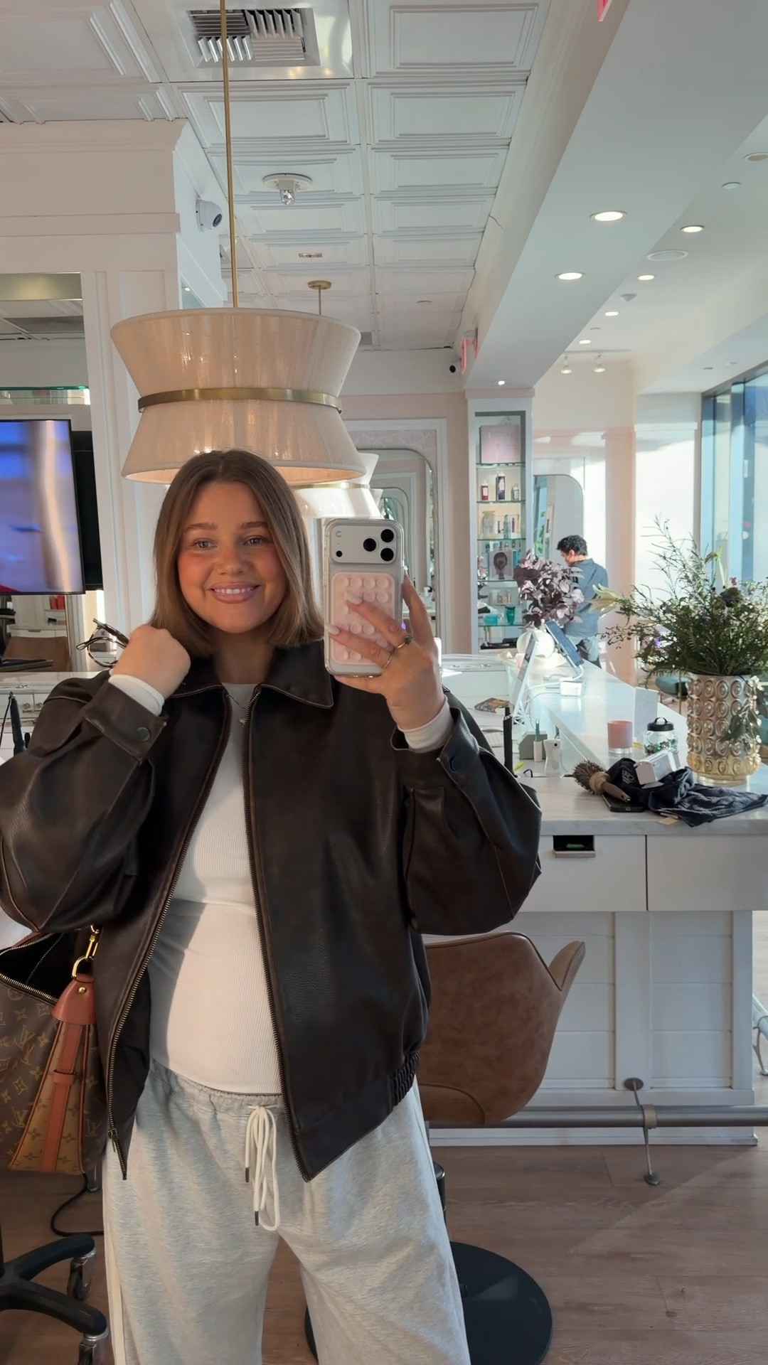 Links similar leather jacket. Shirt and sweats both target size large and I went up for pregnancy bump you could do true size. Love these pants soo cute! 

#target #under50dollars #targetstyle #pregnantstyle

#LTKBump