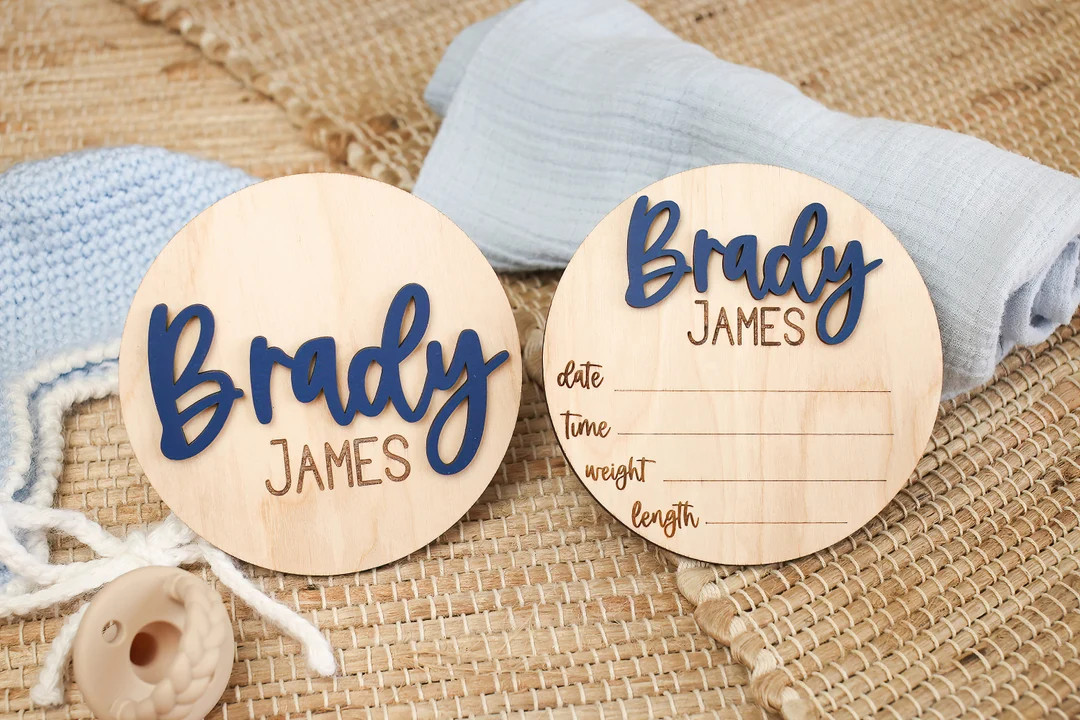 Baby Birth Announcement Sign, Baby Name Sign for Hospital, Wooden Birth Stat Sign, Custom 3D Newb... | Etsy (US)