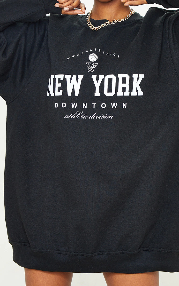 Black New York Downtown Slogan Printed Sweatshirt | PrettyLittleThing UK
