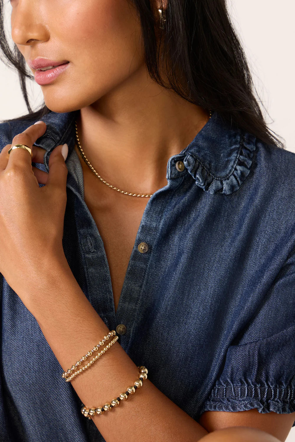 Ruffle Denim Shirt | Evereve