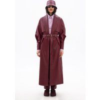 Sold Out Shawl Collar Burgundy Red Long Trench Coat For Women, Oversized Faux Vegan Leather Belted | Etsy (UK)