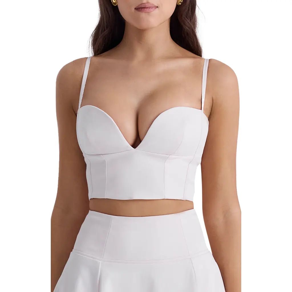 HOUSE OF CB Pabla Plunge Neck Crop Top in Ballet Slipper at Nordstrom, Size X-Small | Nordstrom