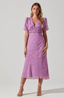 Esperanza Floral Puff Sleeve Midi Dress | ASTR The Label (US)