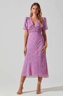 Esperanza Floral Puff Sleeve Midi Dress | ASTR The Label (US)
