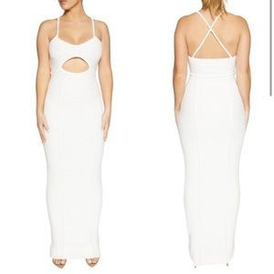 Naked Wardrobe Hourglass Cutout Stretch White Maxi Dress Size Medium | Poshmark