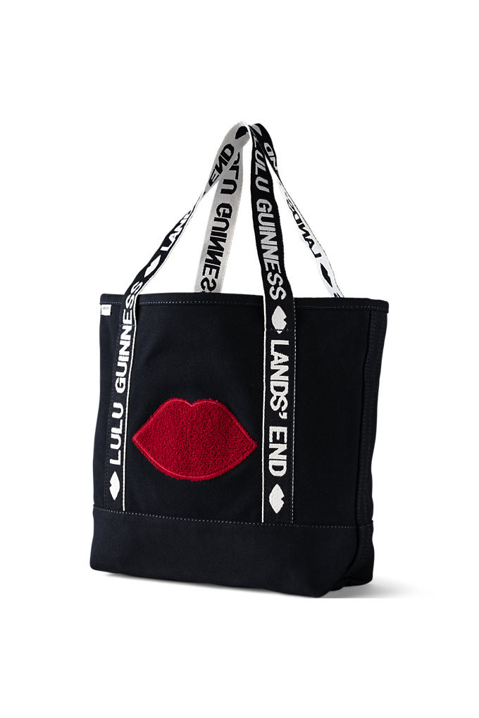 Lands' End x Lulu Guinness Embroidered Medium Tote Bag - Blue | Lands' End (US)