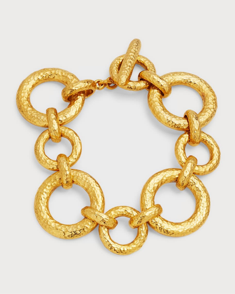 Gold Hammered Circle Chain Bracelet | Neiman Marcus