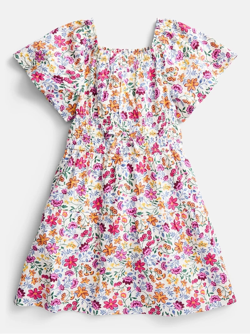 Wonder Nation Girls' Smocked Waist Print Dress, Sizes 4-18 & Plus | Walmart (US)