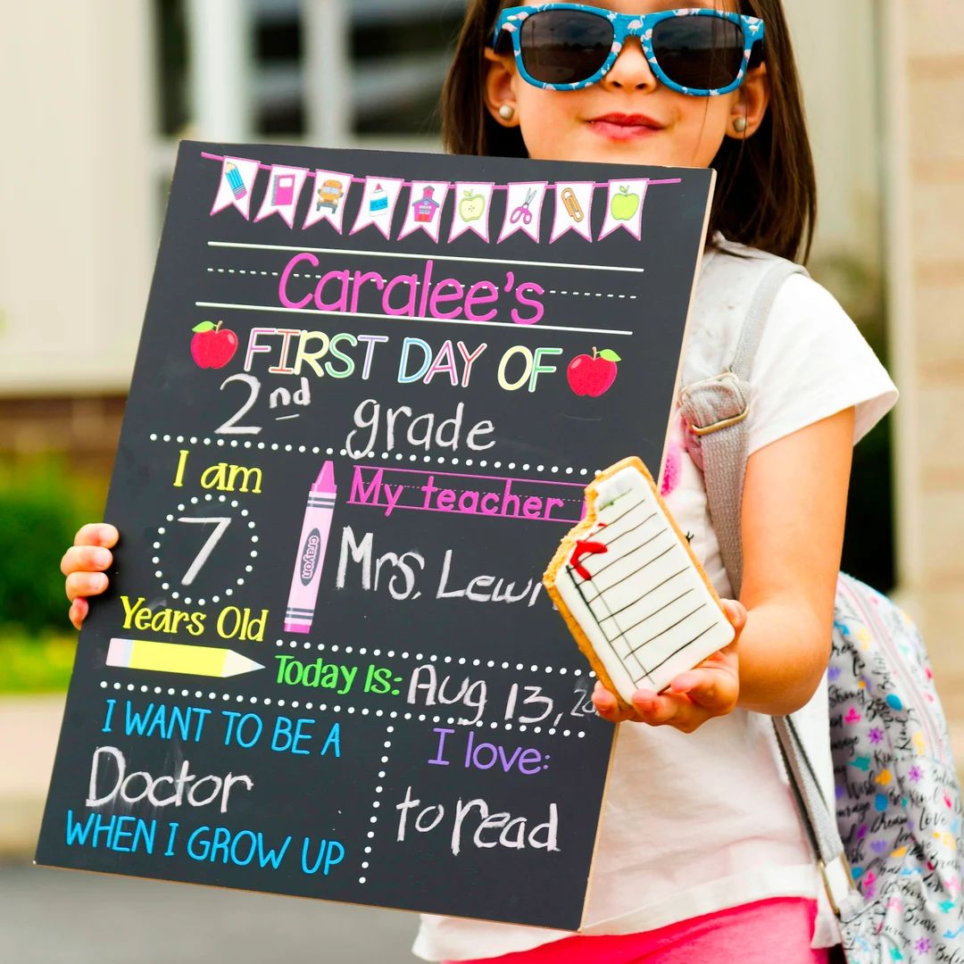 First Day of School Sign, Real Reusable First Day of School Chalkboard for Girl or Boy, Kindergar... | Etsy (US)