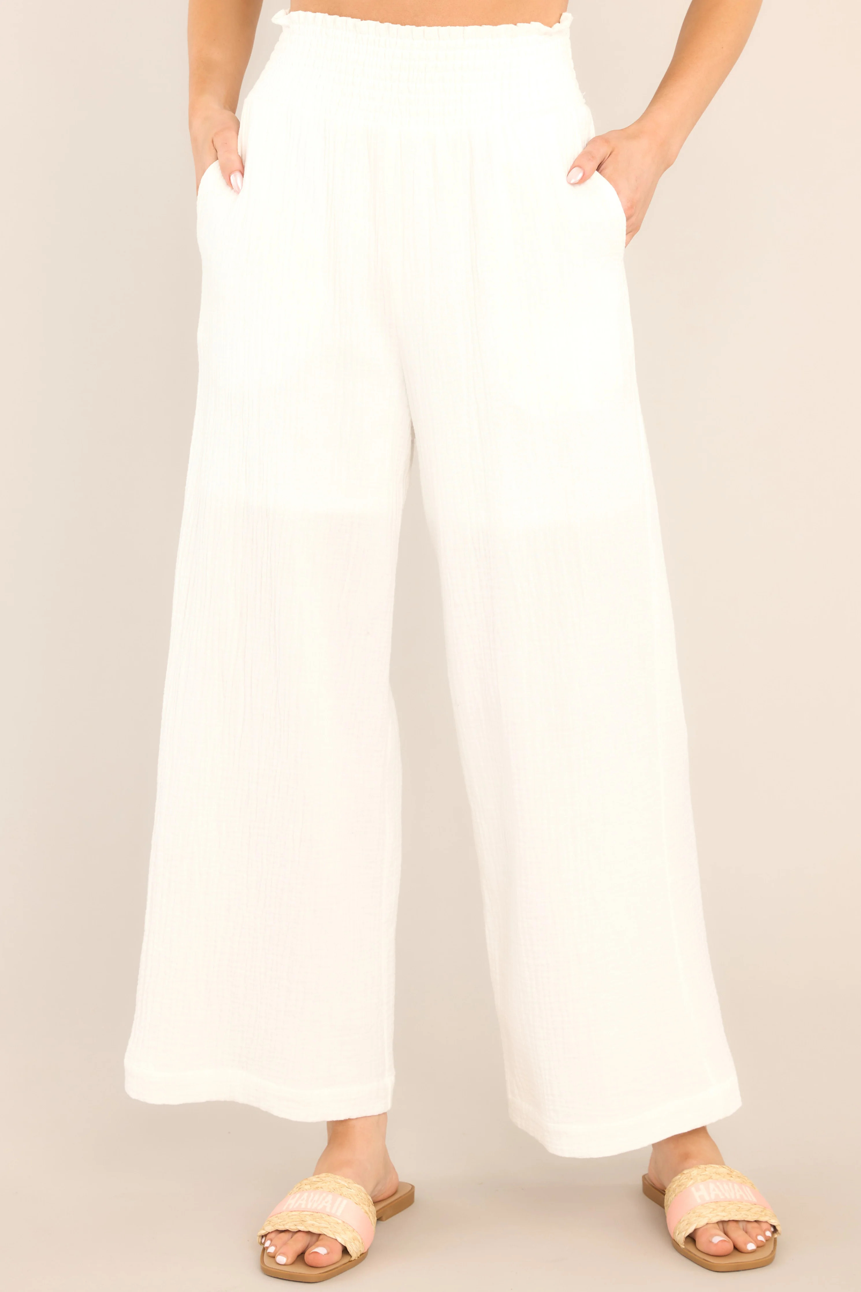 All Under Control Ivory Gauze Beach Pants | Red Dress 