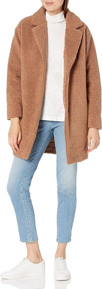 Amazon.com: Amazon Brand - Daily Ritual Women's Teddy Bear Fleece Oversized-Fit Lapel Coat, Camel... | Amazon (US)