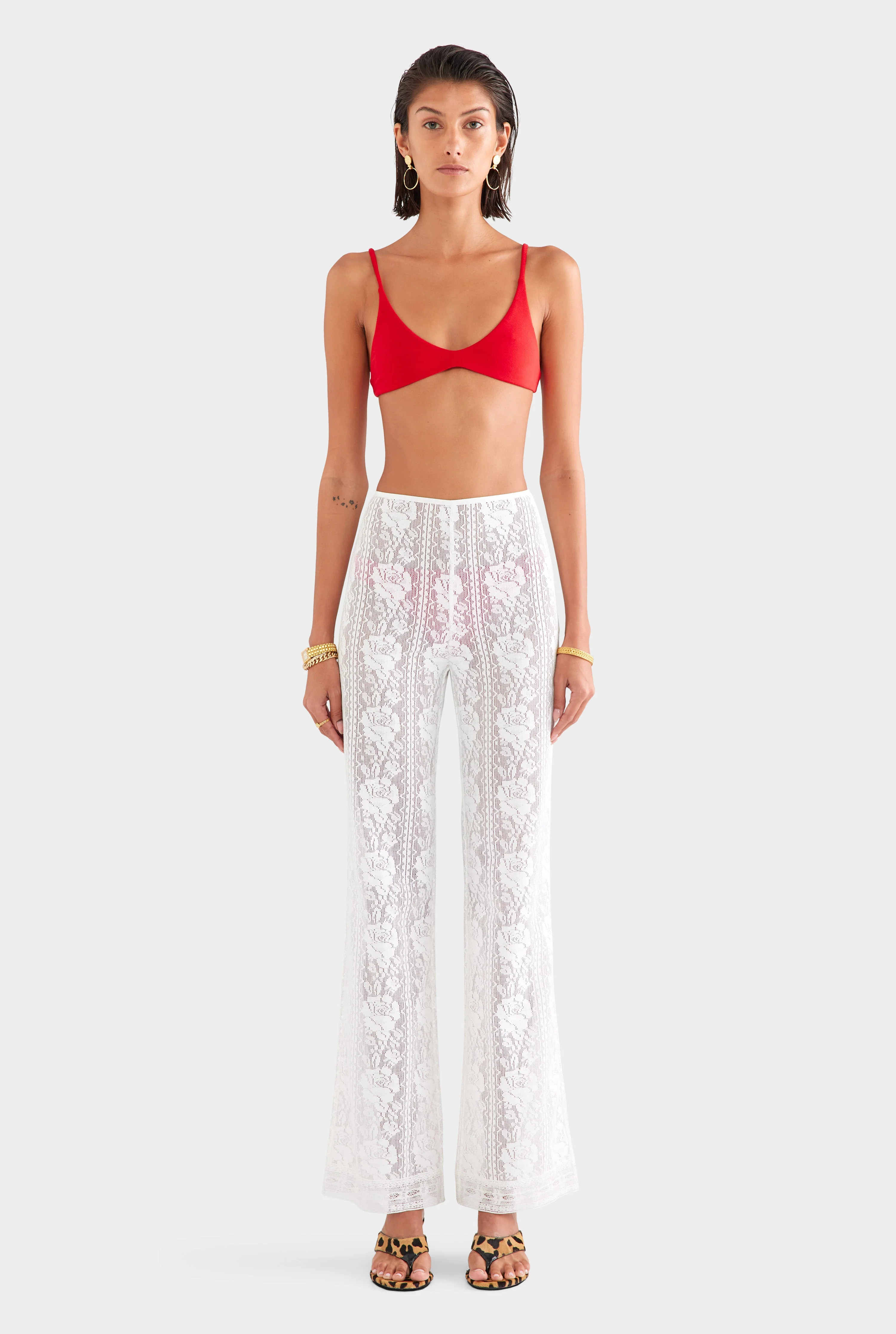Womens Cotton Lace Pant Off White | Venroy | Venroy AU
