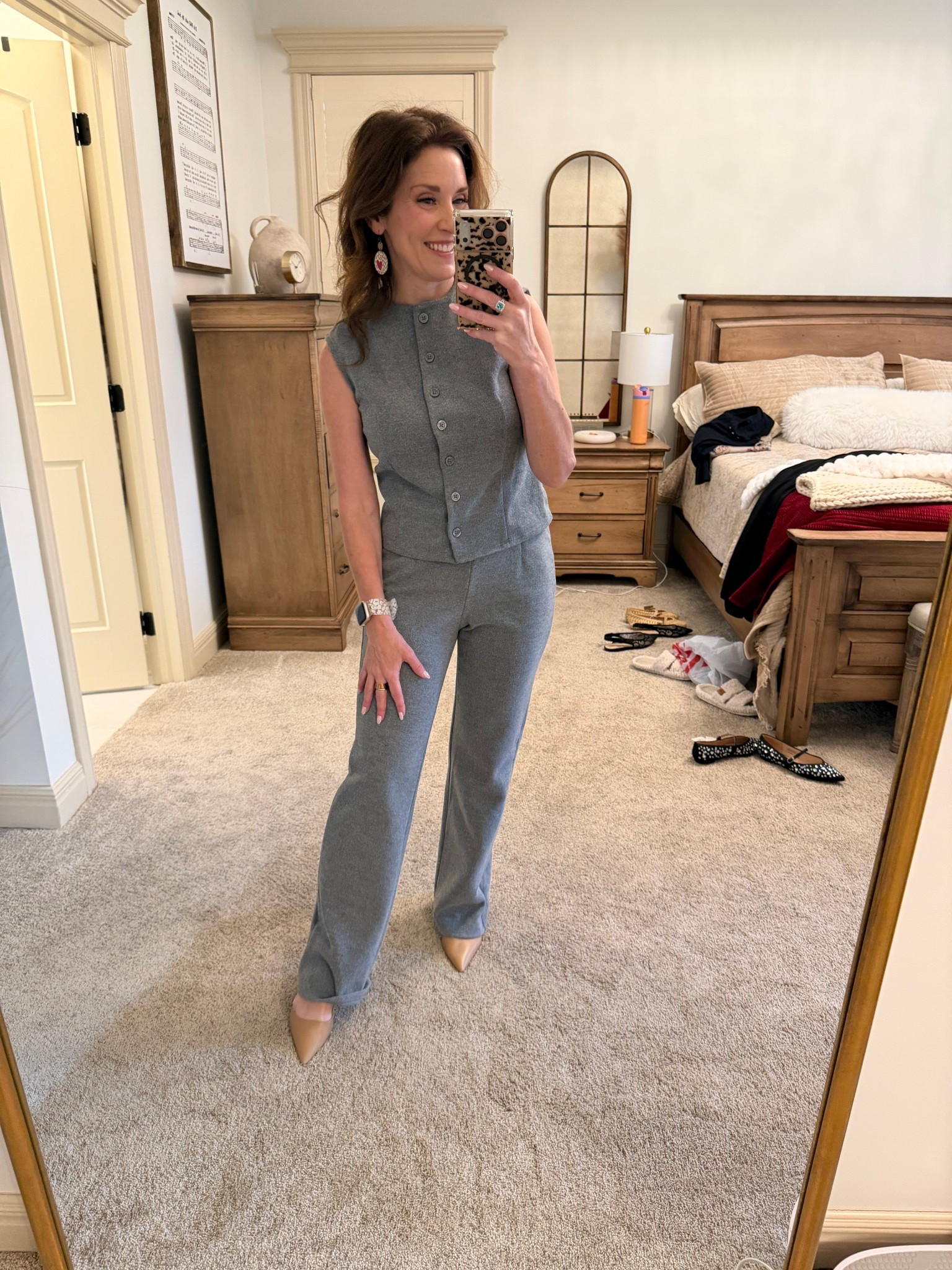 Loving this grey brushed set paired with nude kitten heels for an easy, polished look.

#LTKWorkwear #LTKOver40 #LTKootd