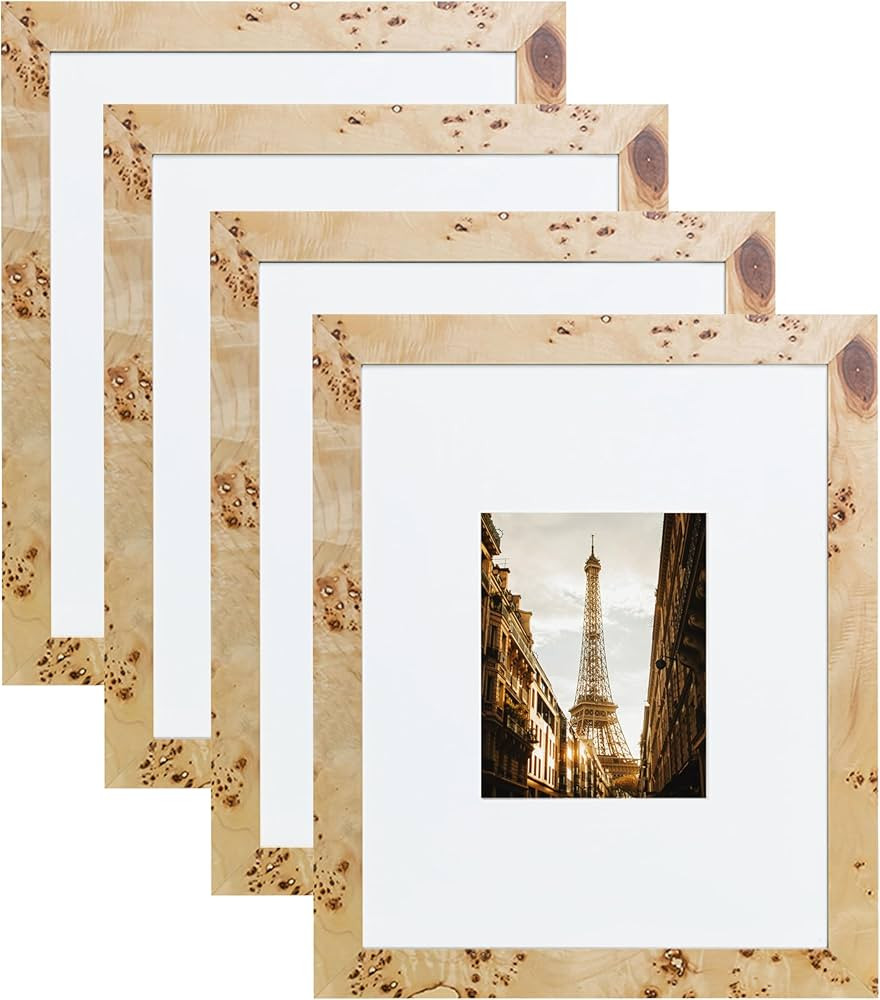 Concepts (Set Of 4 16x20 Burl Wood Picture Frames Matted To 8X10-NATURAL FINISH Picture Frames fo... | Amazon (US)