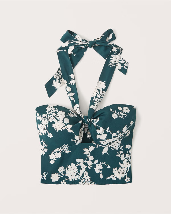 Knot-Front Cutout Halter Top | Abercrombie & Fitch (US)