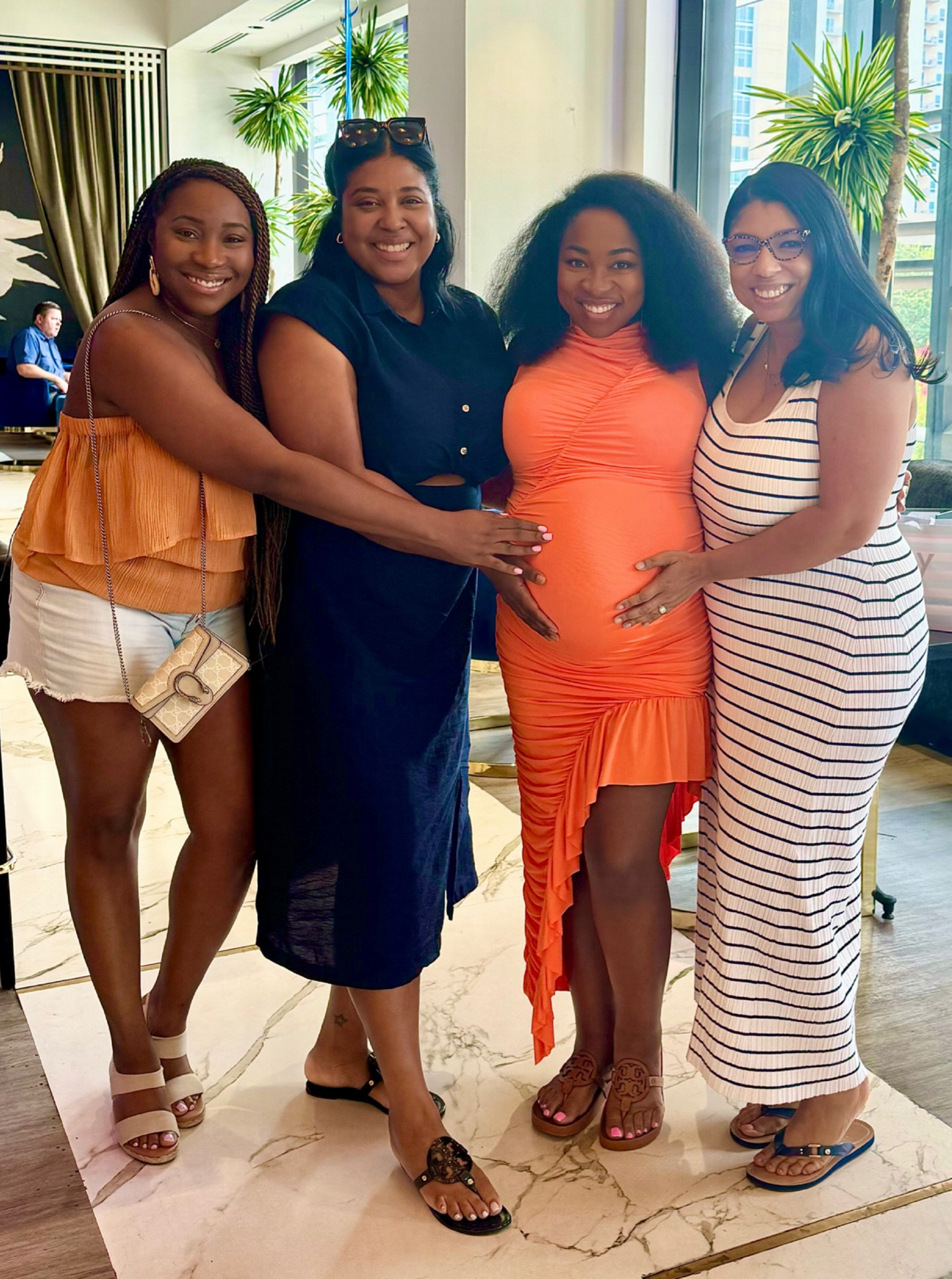 Bump Friendly Orange Dress! Wore this at 36.5 weeks pregnant to Brunch! I am wearing a Size Large for reference  

#LTKMidsize #LTKBump #LTKStyleTip
