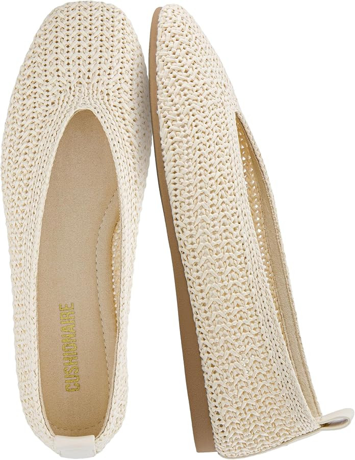 CUSHIONAIRE Gilt Woven Ballet Flats for Women, Lightweight Knit Flats with Memory Foam and Pull O... | Amazon (US)