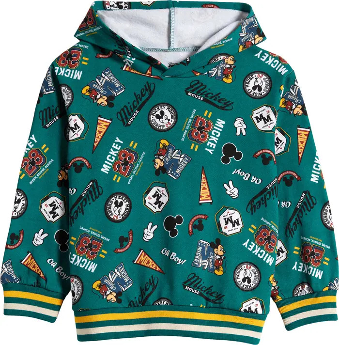 Jem Kids' Mickey Mouse Varsity Print Fleece Hoodie | Nordstrom | Nordstrom