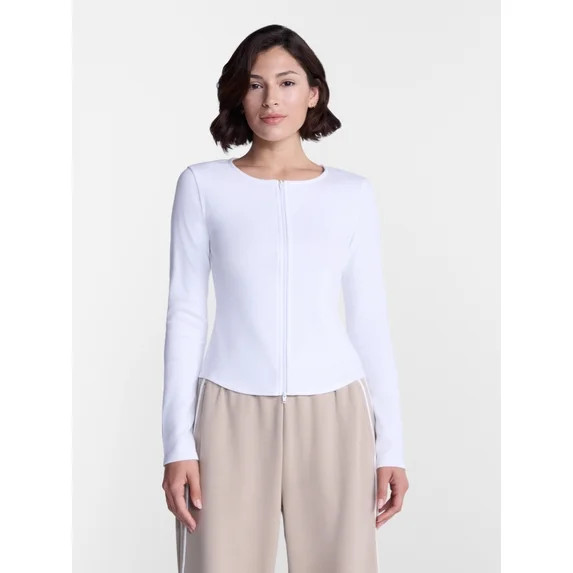 Avia Women's Ribbed Zip Front Cardigan with Long Sleeves, Sizes XS-XXXL | Walmart (US)